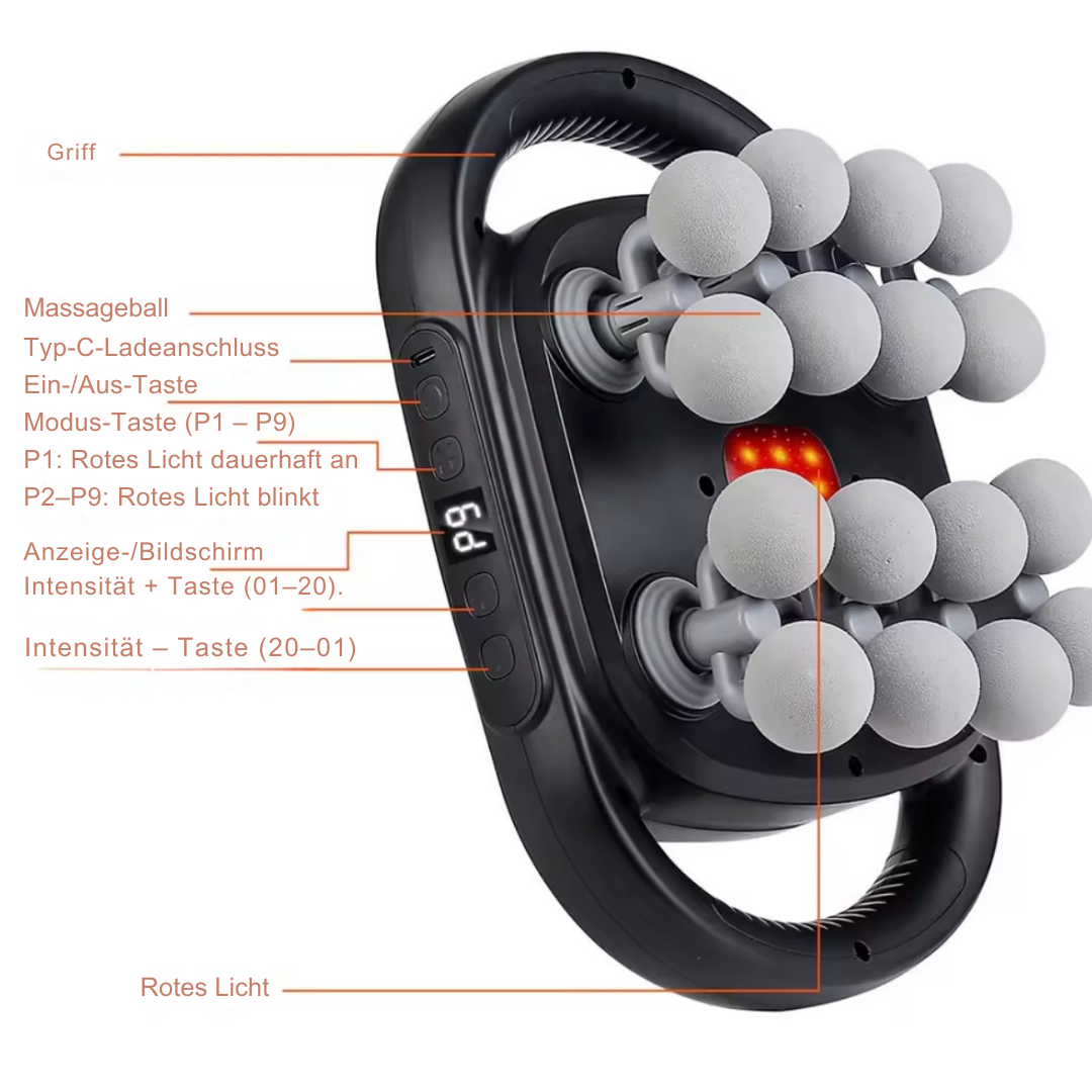 Massagepistole mit Rotlicht | Tiefenentspannung für Zuhause