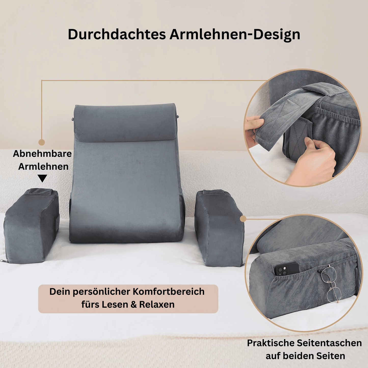 Multifunktionales Kissen | Extra große Stütze für bequemes Lesen, Arbeiten & Relaxen